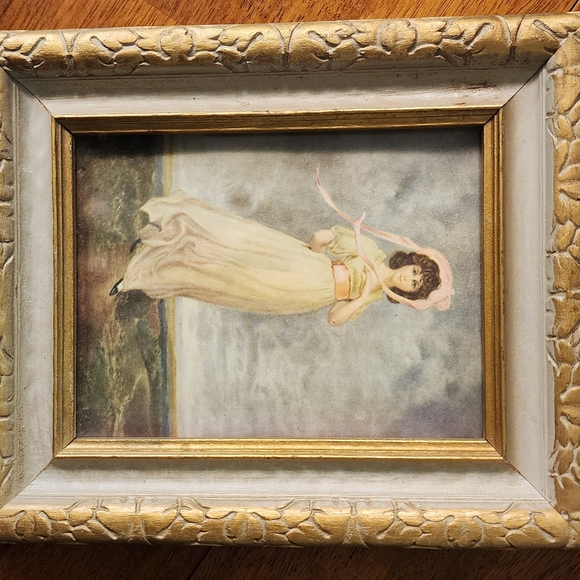 Vintage Thomas Lawrence Blue Boy & Pinkie Framed Black & Gold Victorian Art - Picture 3 of 12